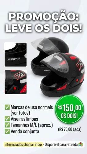 Estou vendendo dois capacetes para moto usados ambos por apenas 150 reais no total