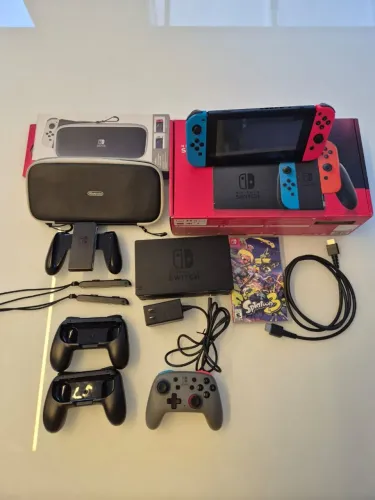 Nintendo Switch Original Completo + Controle Pro + Splatoon 3 + Case