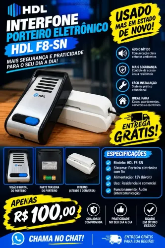 Interfone Porteiro Eletrônico HDL F8-SN (Usado - Estado de Novo)