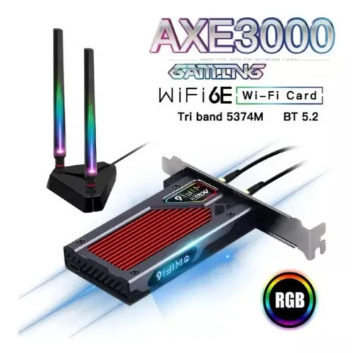 Adaptador Pcie Wi-fi 6e Bluetooth 5.3 Tri-band Rgb Ax210