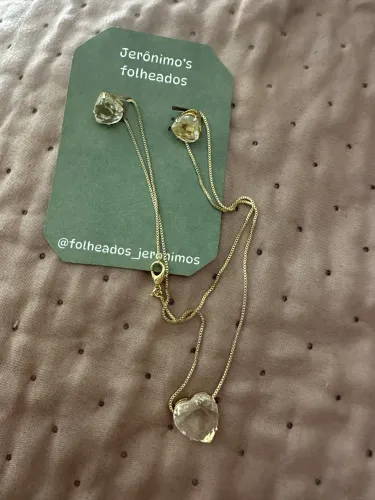 Colar e brinco folheados a ouro 18k