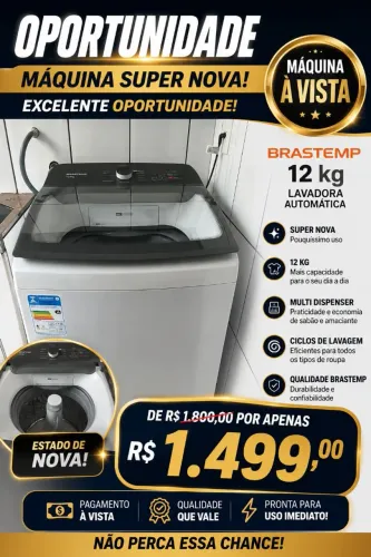 MAQUINA LAVAR TOUOA BRASTEMP 12KG / 08 MESES USO - OPORTUNIDADE