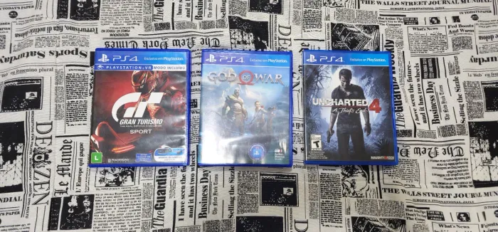 JOGOS PS4 (GOW 2018, UNCHARTED 4 e GT SPORT)