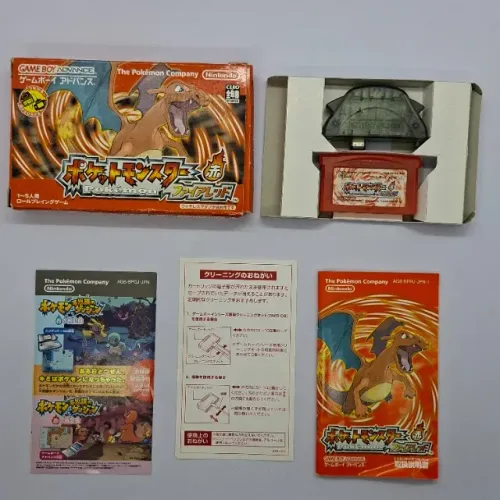 POKÉMON FIRERED GAME BOY ADVANCE JAPONÊS COMPLETO COM WIRELESS ADAPTER