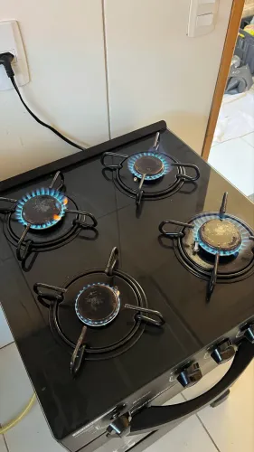 Fogão Esmaltec Caribe Glass 4 Bocas (Preto / Mesa de Vidro)