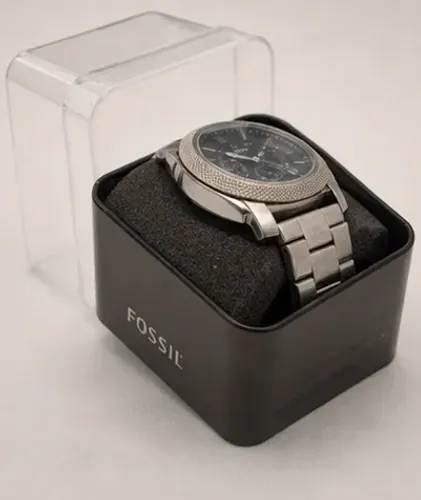 Relógio Masculino Fossil Machine Cronógrafo Em Aço Com Case Original