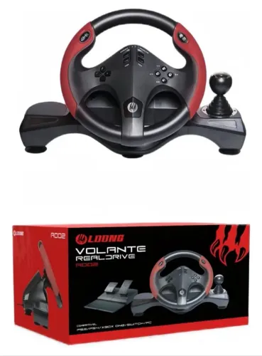 Volante e pedal Loong MGV-A002 Force Driving cor preto