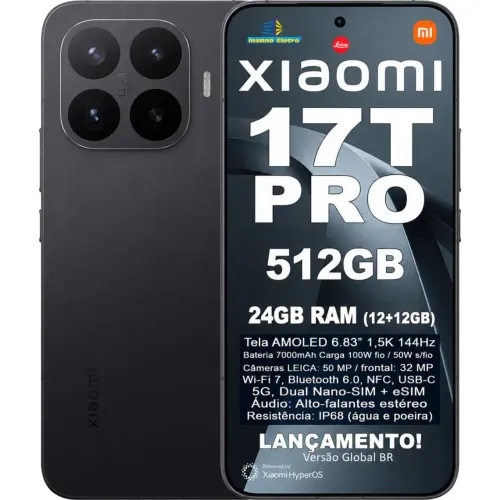 XIAOMI 17T PRO GLOBAL 6.83 144hz 12+12GB RAM 512GB 7.000mAh COM APENAS 2 CICLOS DE BATERIA