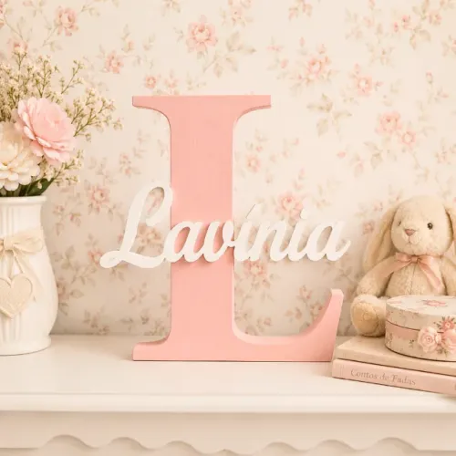 Letra Inicial Decorativa com Nome Personalizado Quarto Infantil Decoração Sala