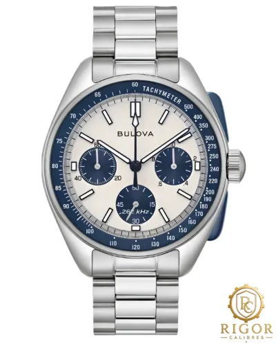 Relógio Bulova Lunar Pilot 98K112 Branco e Azul Com 2 Pulseiras Maquinario Pecisionist