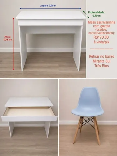 Mesa Escrivaninha com Gaveta + Cadeira 