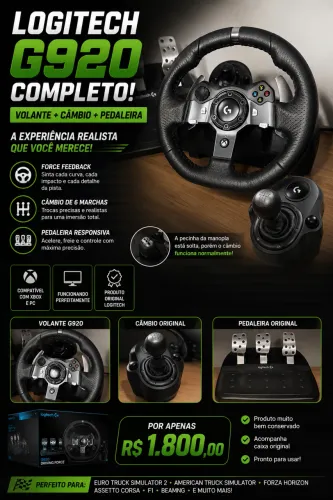 VENDO/TROCO POR IPHONE Logitech G920 Completo + Câmbio Original