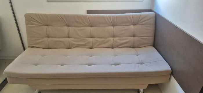 Sofá-Cama 3 Lugares Casal Premium Suede Velvet Bege