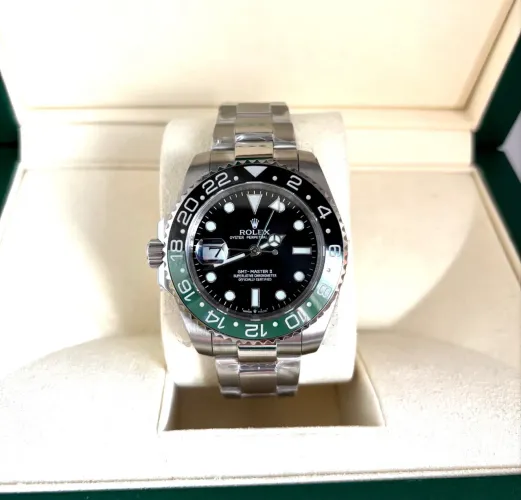Relógio GMT Master II Sprite Preto Verde 40mm Automático Safira Oyster AAA+
