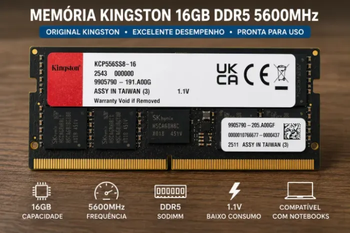 Memória Kingston 16GB DDR5 5600MHz Notebook