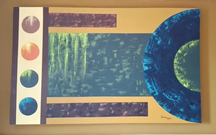 Quadro óleo sobre tela abstrato 80x130cm - Fernanda Dutra