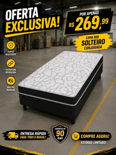 Cama box solteiro conjugado na promoção