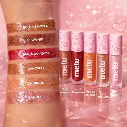 Gloss melu ruby rose brownie, muffin, Bolo de nozes kit com 3 unidades