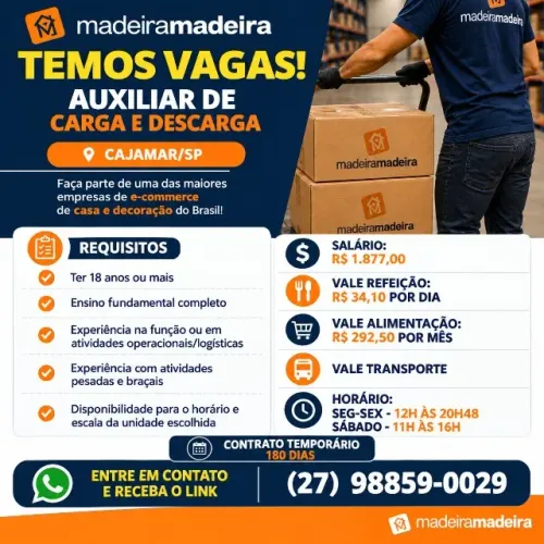 AUXILIAR DE CARGA E DESCARGA - MADEIRA MADEIRA
