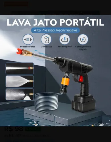 Lavadora Lava Jato Portátil Pressão 2 Baterias + Maleta