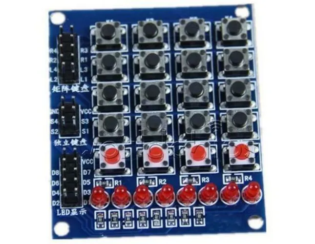 COD-AM244 Teclado 4x4 Matrix Array 16 interruptor de chave Teclado 8 Led 4 Botõe  Ardui