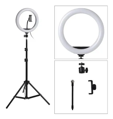 Oferta! Ring Light Led Iluminador 26cm / 10' + Tripé 2M