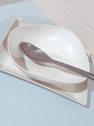 Conjunto de bandeja e saladeira para servir à mesa plástico resistente
