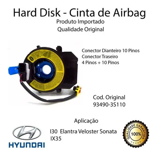 Cinta Air Bag Volante Hyundai I30 Elantra Veloster Sonata Ix35 Vera Cruz Sorento Cerato
