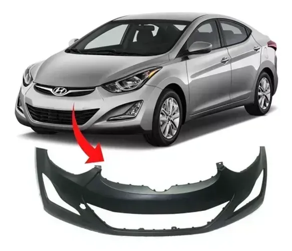 Parachoque Hyundai Elantra 2014 à 2016 - Furo Farol Auxiliar - Preto Liso - TYG