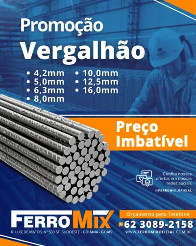 Barra de Vergalhão 5,0mm (7/32") - Nervurado - 12 MT - Dobrado - Parcelamos em até 10x