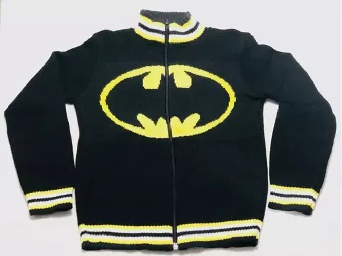 Jaqueta Personagem Infantil De Tricot Personagem Batman e Capitão América Tamanho 8 e 10