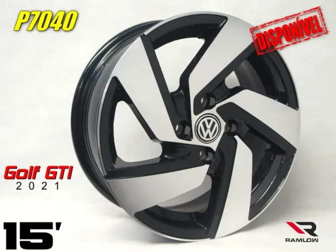 Roda aro 15 Volkswagen Golf Gti 2021 preta com diamantado gol 4x100 jogo novo