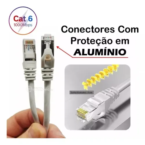 Cabo internet Cftv Cat6 3 Metros RJ45 rede