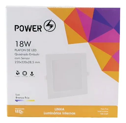 Painel led Embutir 22x22 18w (JK Eletrônicos Honestidade e qualidade)