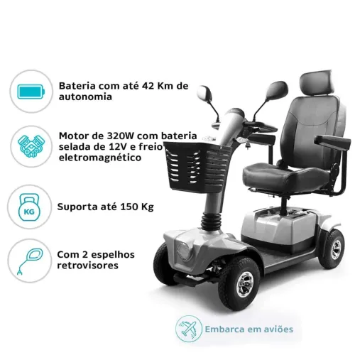 Scooter Elétrica Mobilidade 4 Rodas - 42Km Autonomia
