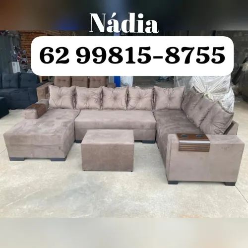 SOFÁ 7 LUGARES DE CANTO COM CHAISE FIXO ==01