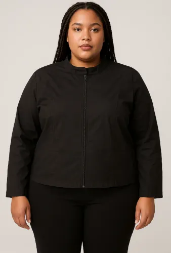 Jaqueta Quintess Preta Feminina - Zíper - Tamanho XLG - Nova!