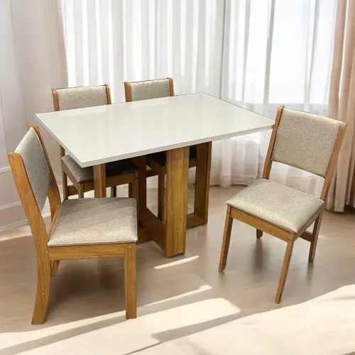 Mesa 4 Cadeiras Magic Mel/Blonde com 4 Cadeiras tt76