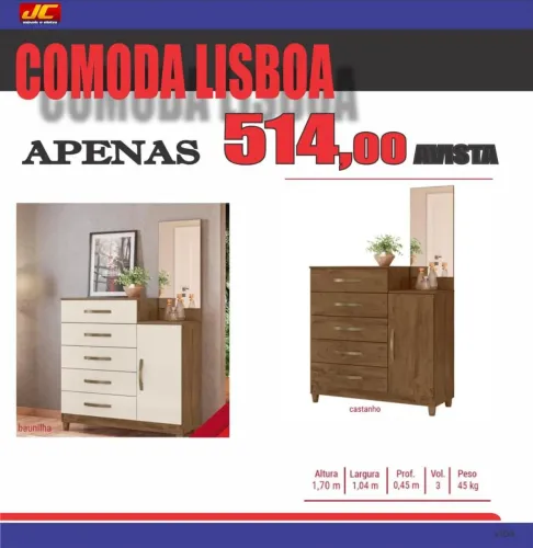 Cômoda Lisboa - Apenas R$514,00 à Vista!