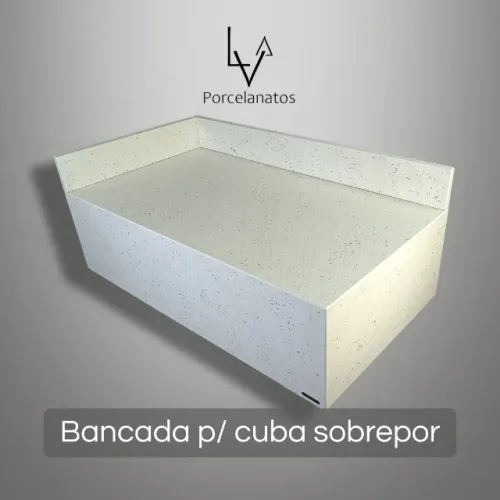 Bancada p/ cuba sobrepor 100x60cm em porcelanato esculpido