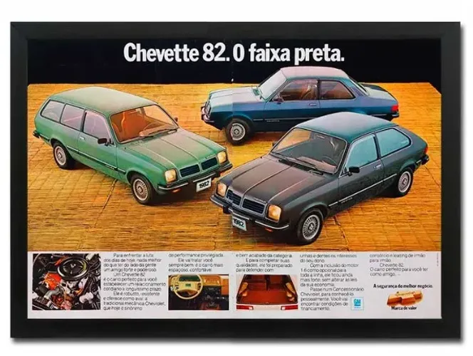 Chevrolet Chevette - Quadro decorativo com propaganda original de revista - anos 80