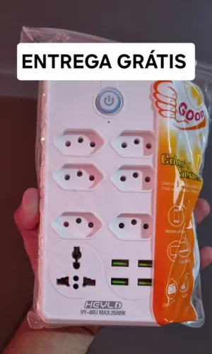 Extensão Filtro de Linha 6 Tomadas + 4 USB + 1 Tomada 3 Pinos
