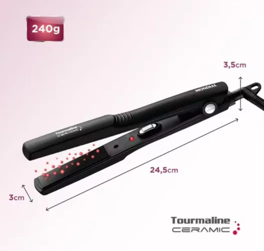 Prancha alisadora chapinha cerâmica tourmaline p-15 mondial