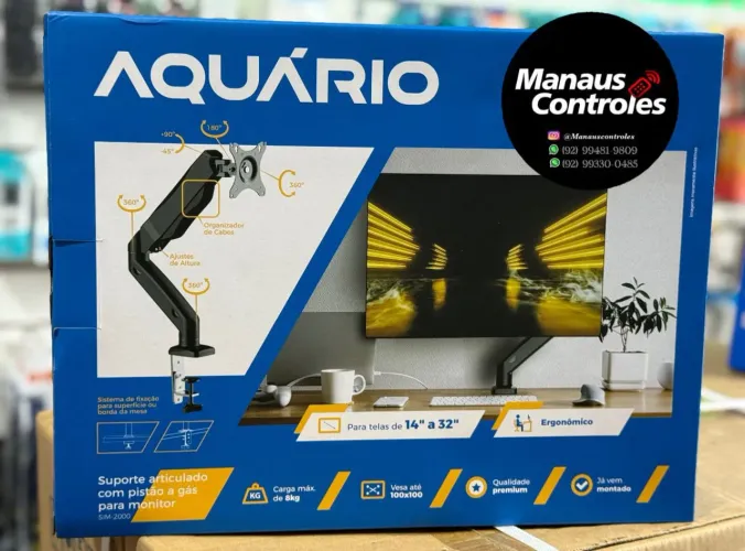 Suporte de Monitor com Pistão a Gás Aquário