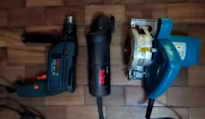 Kit promocional ferramentas exclusivas Serra Mármore furadeira alto impacto e lixadeira