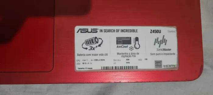 Notebook ASUS Z450U com i5, SSD e 8GB