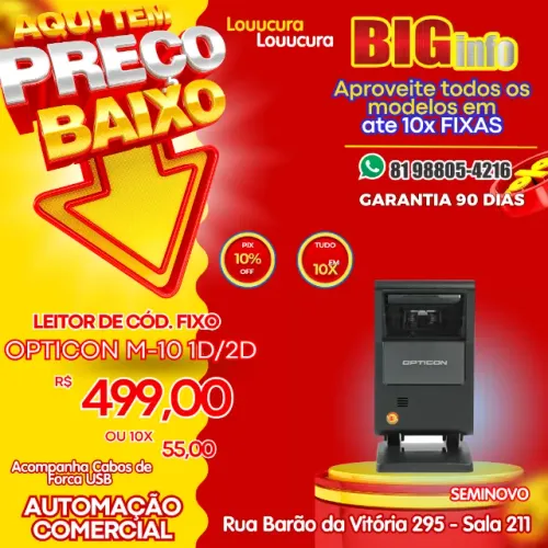Leitor de Codigo de barras Opticon M-10 2D - Garantia