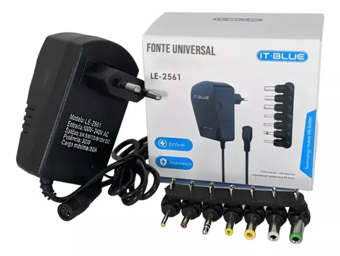 Fonte Universal 3v 12v 7 Pinos Bivolt 30w Até 3.0a Regulável