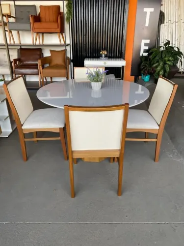 MESA REDONDA ISIS C/ 4 CADEIRAS CAPRI R$2299,90 Á VISTA PAGA SÓ NA ENTREGA EM ATÉ 12x