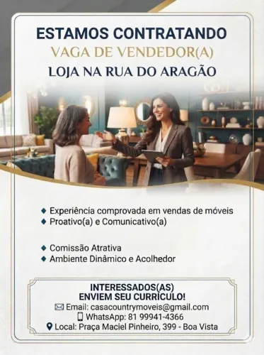 Vendedor Loja de Móveis com experiencia no setor